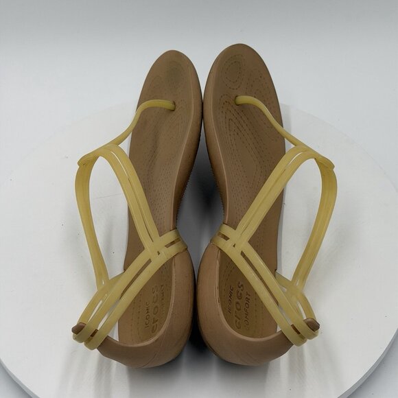 Crocs Women’s Size 8 Isabella T-Strap Sandals Yellow Jelly Thong - Picture 4 of 7